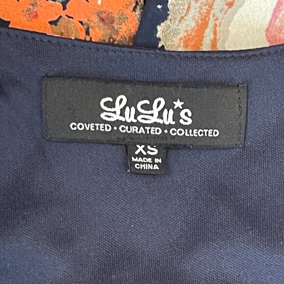 New Lulus Dress Shifting Dears XS Blue Pink Multi Floral Cold Shoulder - Picture 5 of 7